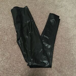 Black faux leather leggings